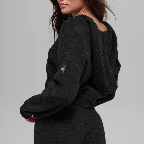 ALO Cashmere Plush Waffle Full Zip Hoodie - Picture 3 of 3